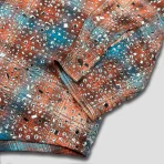 Red Satoshi Nakamoto Shattered Glass Flannel Close-Up View