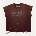 Red Satoshi Nakamoto Paint Effect T-Shirt