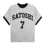 Silver Satoshi Nakamoto Glitter Ringer 7 Tee
