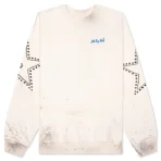 Vintage White Satoshi Nakamoto Star Studded Crewneck Sweater