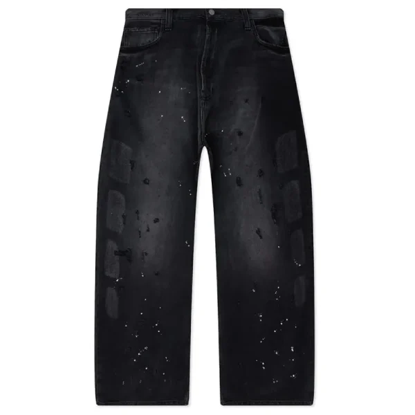 Washed Black Satoshi Nakamoto Baggy Moto Pant