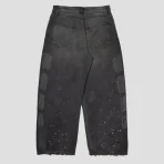 Washed Black Satoshi Nakamoto Baggy Moto Pants Back View