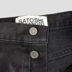 Washed Black Satoshi Nakamoto Baggy Moto Pants Close-Up View