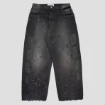 Washed Black Satoshi Nakamoto Baggy Moto Pants