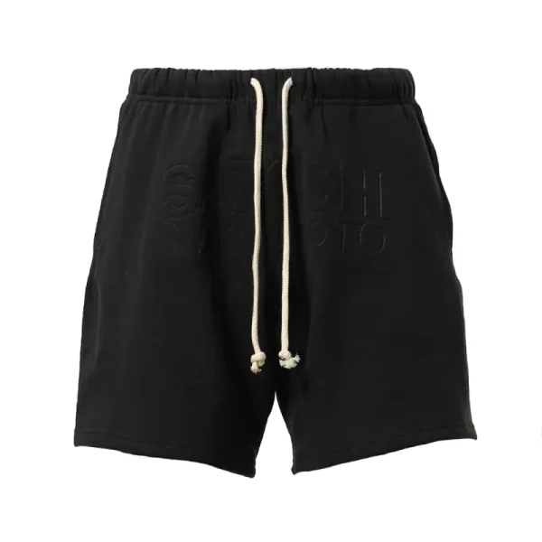 Washed Black Satoshi Nakamoto Embossed Logo Shorts