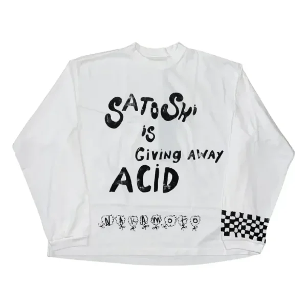 White Satoshi Nakamoto Acid Longsleeve Shirt