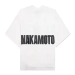 White Satoshi Nakamoto Jumbo Font Oversized Tee Back