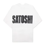 White Satoshi Nakamoto Jumbo Font Oversized Tee