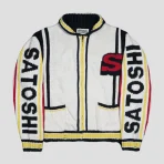 White Satoshi Nakamoto Memory Varsity Cardigan