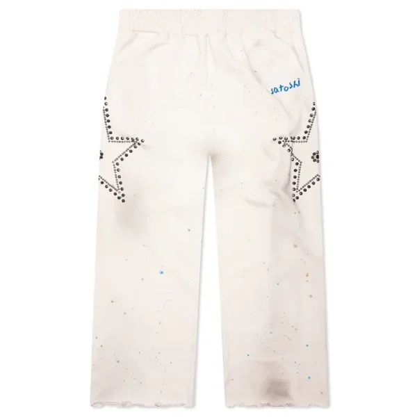 White Satoshi Nakamoto Star Studded Sweatpant
