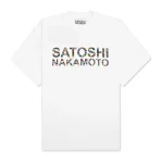 White Satoshi Nakamoto Studded Logo Tee