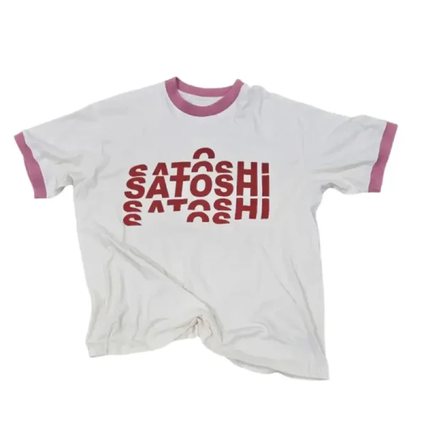 White Satoshi Nakamoto Triple Logo T-Shirt