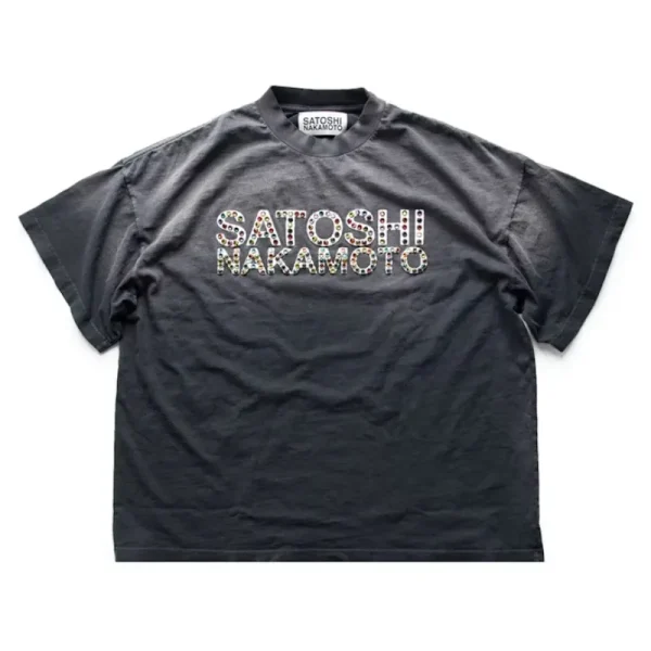 Black Sicko x Satoshi Nakamoto Studded Logo Tee