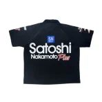 Black Satoshi Nakamoto Mechanic Half Zip Shirt Back