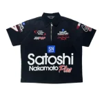 Black Satoshi Nakamoto Mechanic Half Zip Shirt