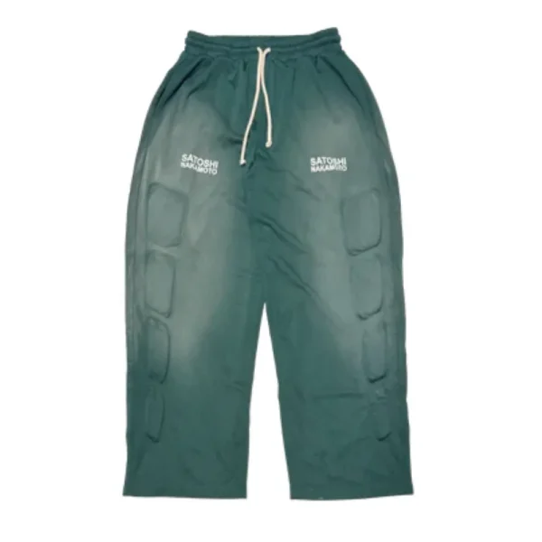 Green Satoshi Nakamoto Mesh Moto Lounge Pants