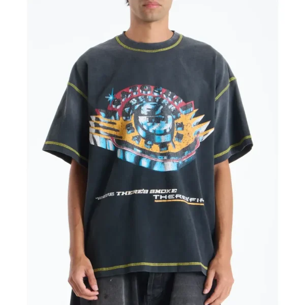 Vintage Black Satoshi Nakamoto Where Theres Smoke Theres Fire Tee