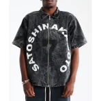 Washed Black Satoshi Nakamoto Moto Full Zip Shirt