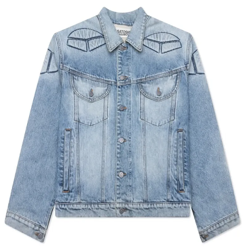Blue Satoshi Nakamoto Denim Moto Jacket