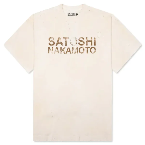 Dirty White Satoshi Nakamoto Logo Dirt Tee