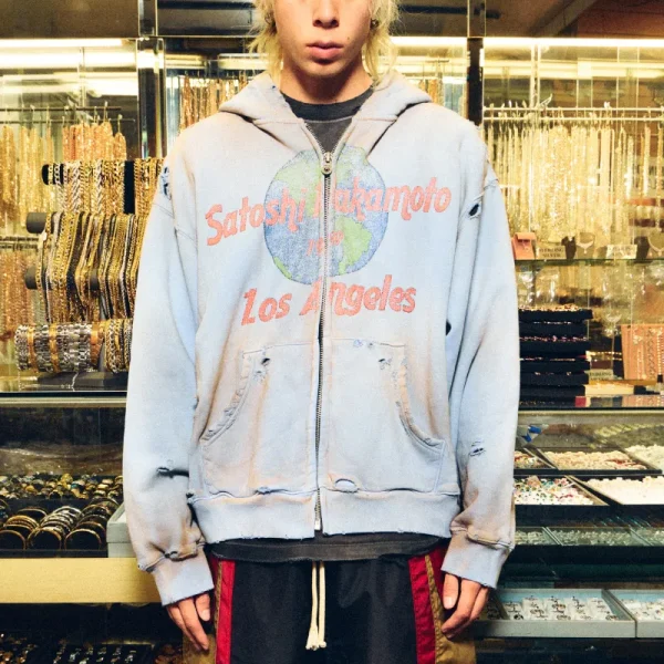 Light Blue Satoshi Nakamoto 1969 Rock Zip Up Hoodie