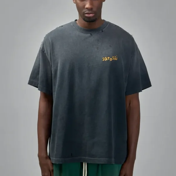 Washed Black Satoshi Nakamoto Chain Stitch Tee