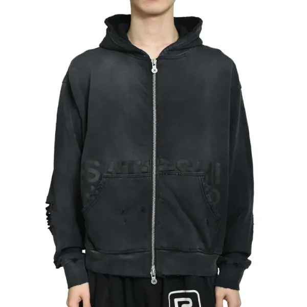 Washed Black Satoshi Nakamoto Elliott Zip Up Hoodie