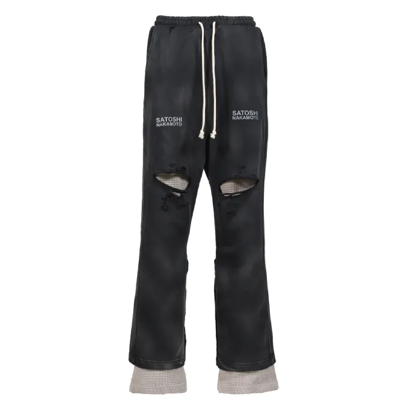 Washed Black Satoshi Nakamoto Holy Ghost Layered Sweatpant