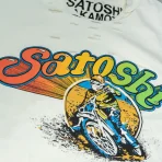 White Satoshi Nakamoto 1977 Dirtbike Thermal Tee Close
