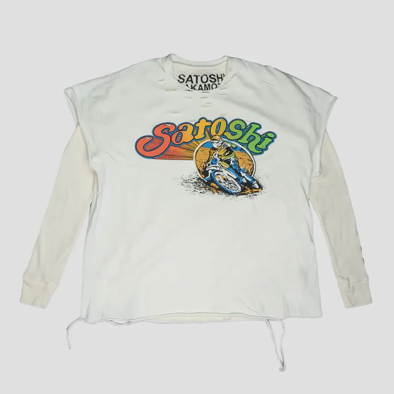 White Satoshi Nakamoto 1977 Dirtbike Thermal Tee